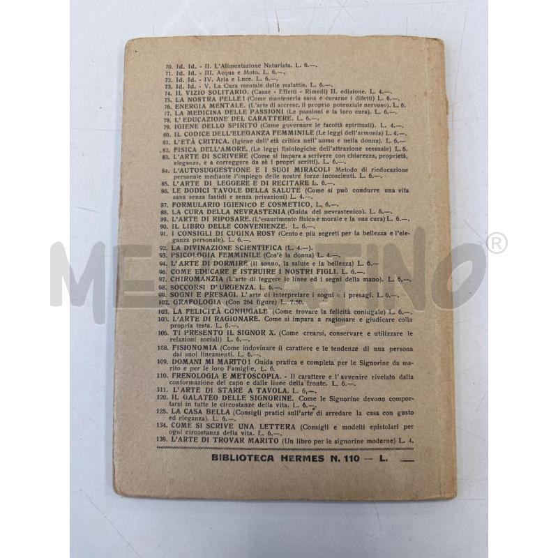 LIBRO FRENOLOGIA E METOSCOPIA ISTITUTO HERMES EDITORE MILANO | Mercatino dell'Usato Rivarolo canavese 2