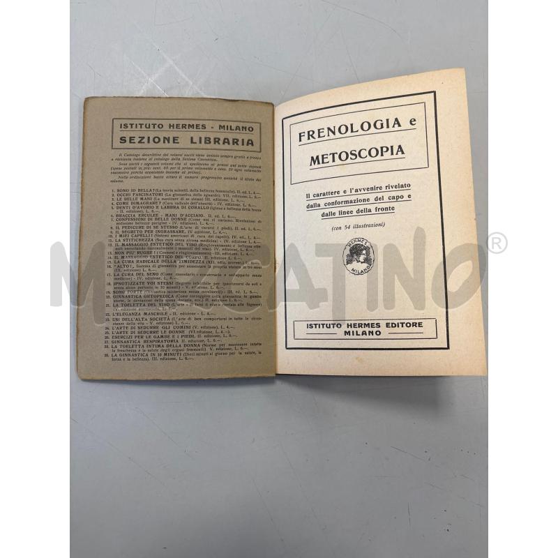 LIBRO FRENOLOGIA E METOSCOPIA ISTITUTO HERMES EDITORE MILANO | Mercatino dell'Usato Rivarolo canavese 3