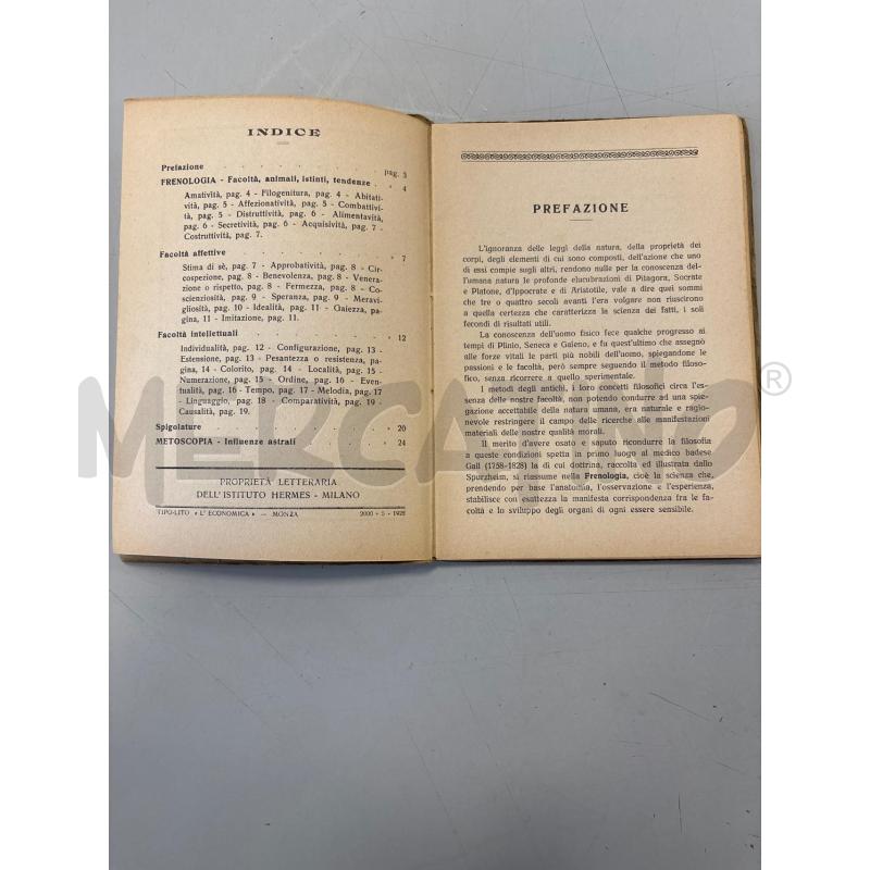 LIBRO FRENOLOGIA E METOSCOPIA ISTITUTO HERMES EDITORE MILANO | Mercatino dell'Usato Rivarolo canavese 4