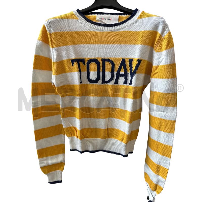 MAGLIA D ALBERTA FERRETTI RIGHE BNC/GIALLO TODAY | Mercatino dell'Usato Rivarolo canavese 1