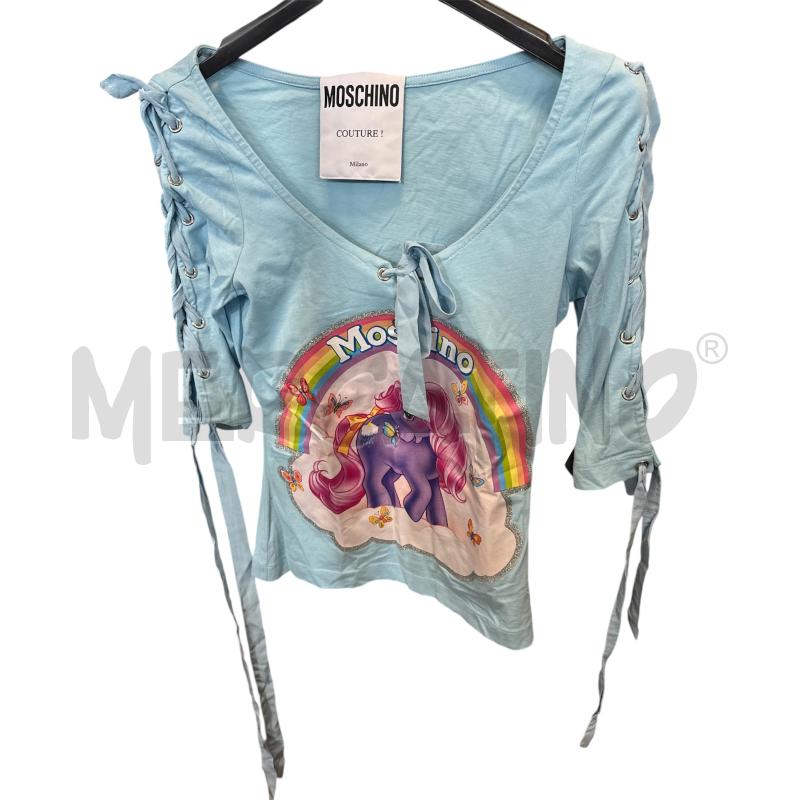 MAGLIA D MOSCHINO CELESTE UNICORNO | Mercatino dell'Usato Rivarolo canavese 1