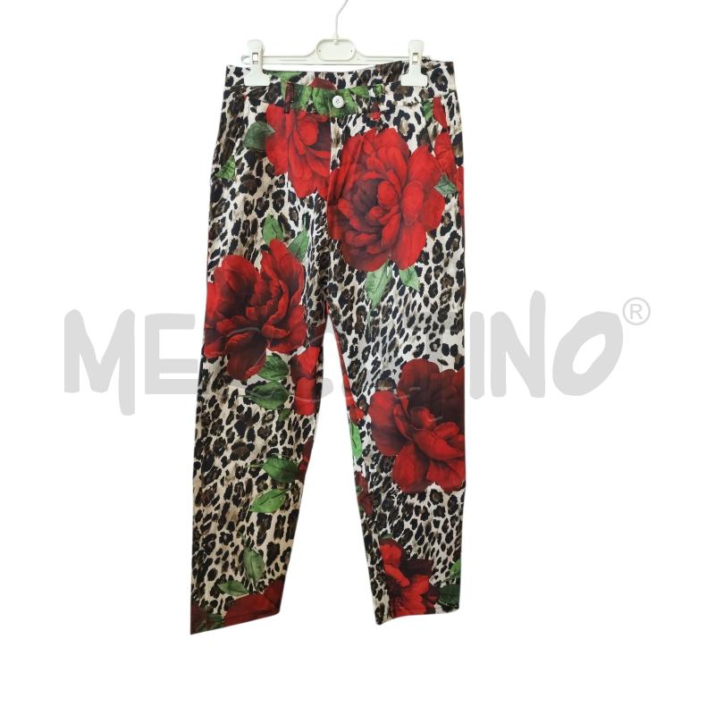 PANTALONE D VENTI6 MACULATO FIORI ROSSI | Mercatino dell'Usato Rivarolo canavese 1