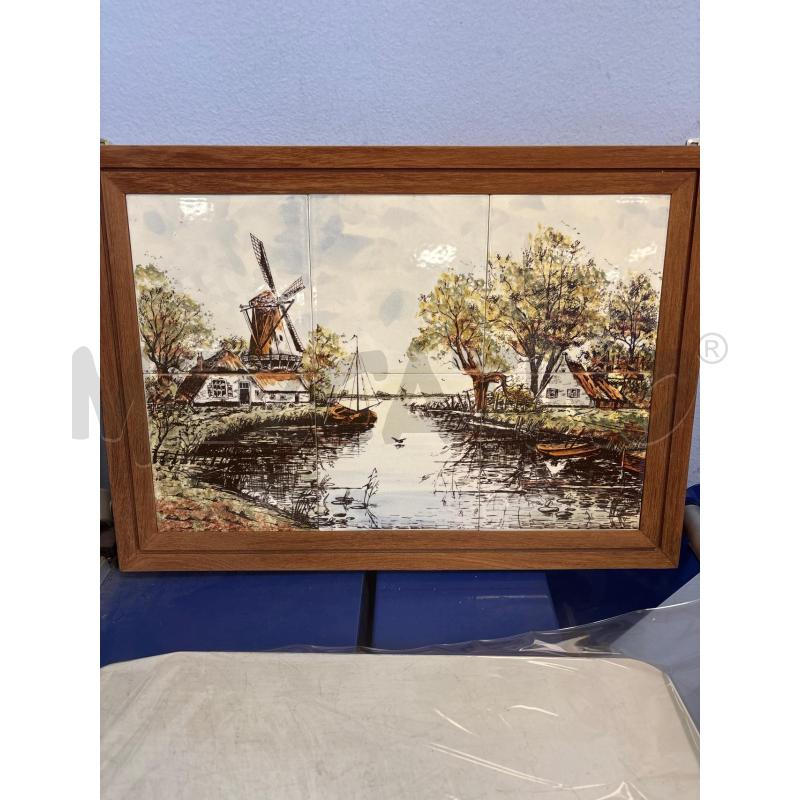 QUADRO LEGNO PIASTRELLE MULINO OLANDESE | Mercatino dell'Usato Rivarolo canavese 1