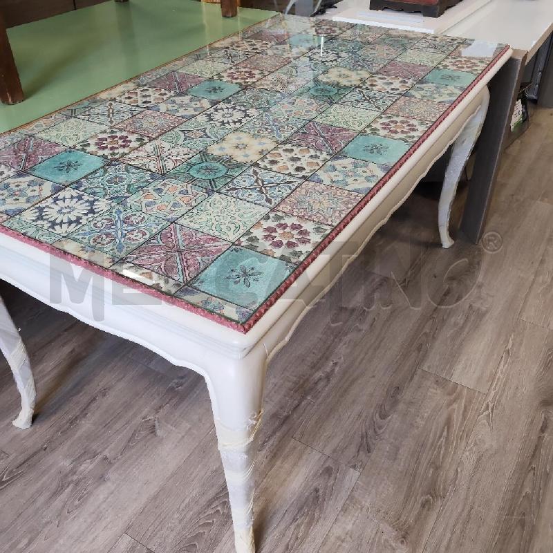 TAVOLO LEGNO SHABBY PIANO VETRO  | Mercatino dell'Usato Rivarolo canavese 1
