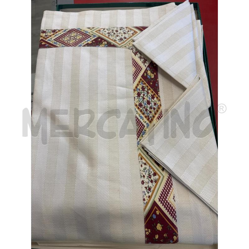 TOVAGLIA+12 TOVAGL MISTO COTONE BEIGE BRD BORDEAUX FIORELLINI | Mercatino dell'Usato Rivarolo canavese 1