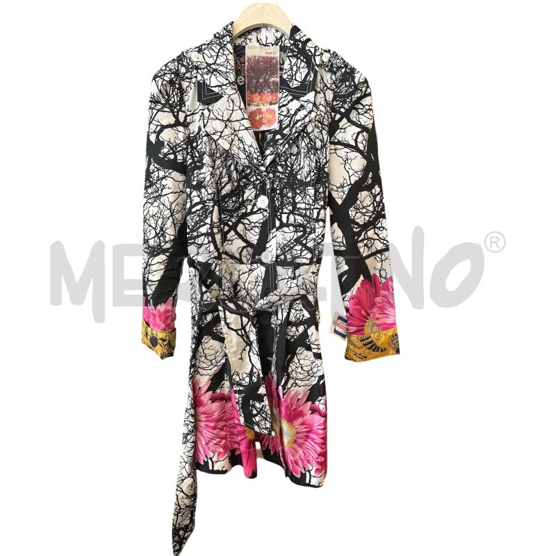 TRENCH D DESIGUAL BNC NERO FIORI ROSA | Mercatino dell'Usato Rivarolo canavese 1
