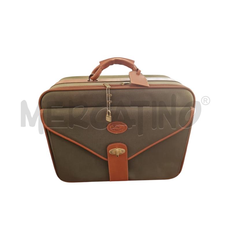 VALIGIA BURBERRY VERDE INSERTI CUOIO MARRONE  | Mercatino dell'Usato Rivarolo canavese 1