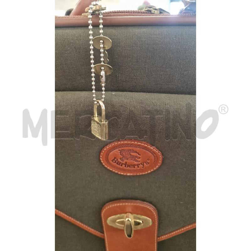 VALIGIA BURBERRY VERDE INSERTI CUOIO MARRONE  | Mercatino dell'Usato Rivarolo canavese 2