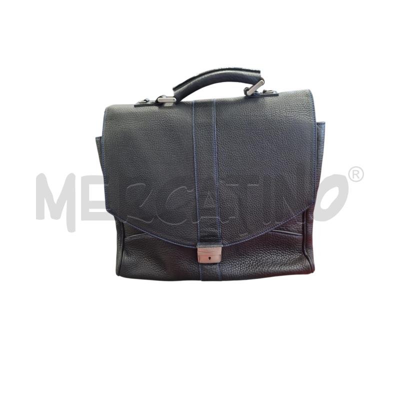 VALIGIA PORTA PC LOCMAN PELLE NERA INTERNO BLU | Mercatino dell'Usato Rivarolo canavese 1