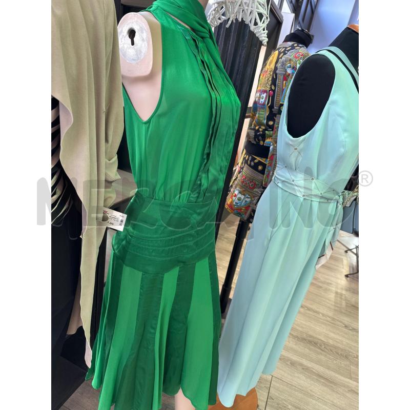 VESTITO D ELISABETTA FRANCHI PURE VERDE INSERTI SETA | Mercatino dell'Usato Rivarolo canavese 2