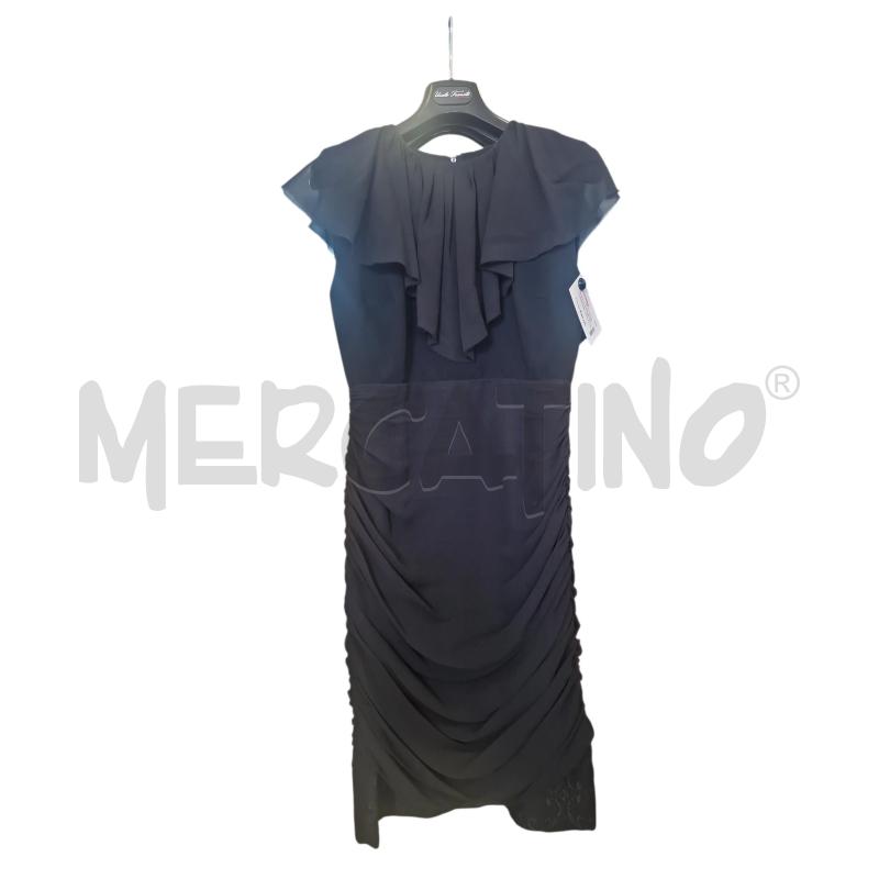 VESTITO D INTREND NERO DRAPEGGIO LATO MISTO LANA SETA | Mercatino dell'Usato Rivarolo canavese 1