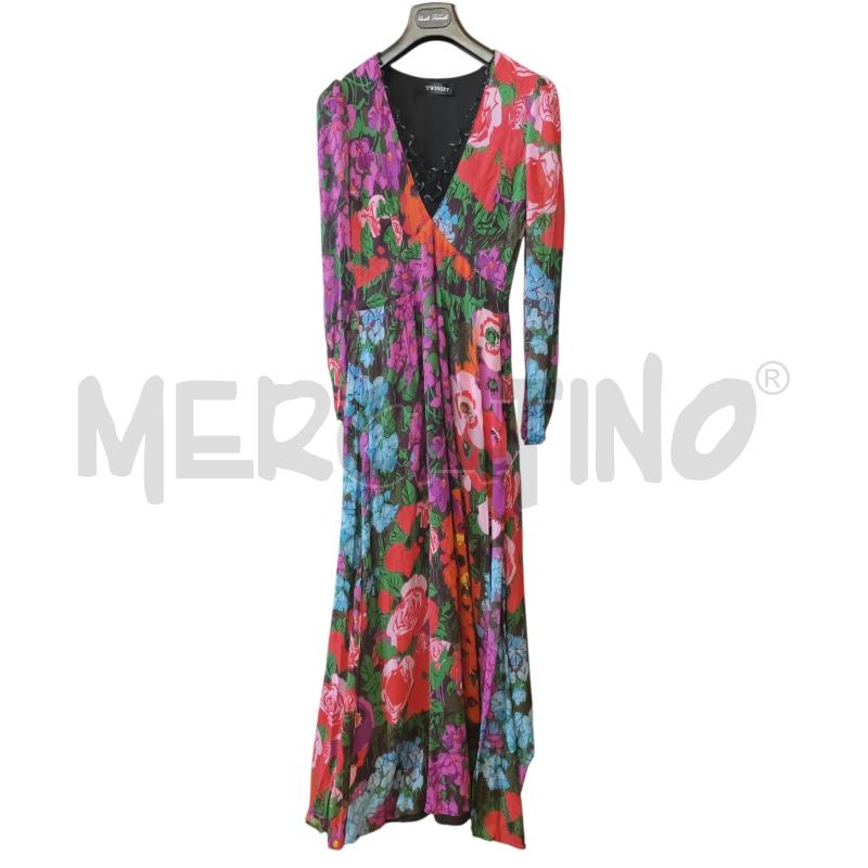 VESTITO D TWINSET FIORI VIOLA ARAANCIO CELESTE | Mercatino dell'Usato Rivarolo canavese 1