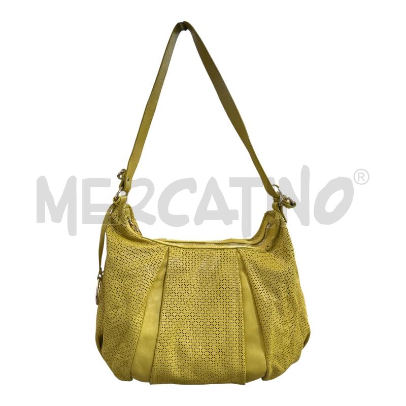 BORSA DONNA BORBONESE PELLE GIALLA TRAFORATA | Mercatino dell'Usato Nichelino via scarrone 1