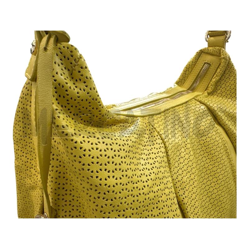 BORSA DONNA BORBONESE PELLE GIALLA TRAFORATA | Mercatino dell'Usato Nichelino via scarrone 3