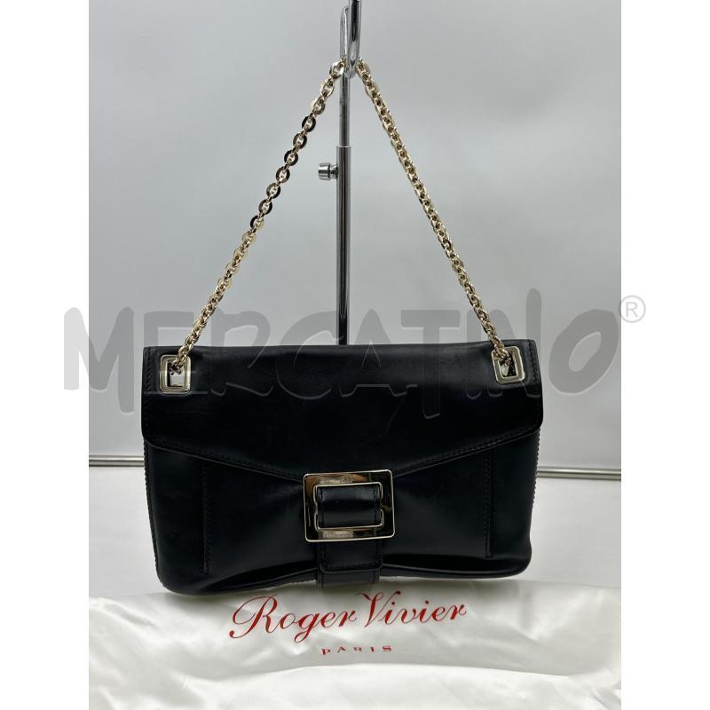 BORSA DONNA ROGER VIVIER PELLE NERA | Mercatino dell'Usato Nichelino via scarrone 1