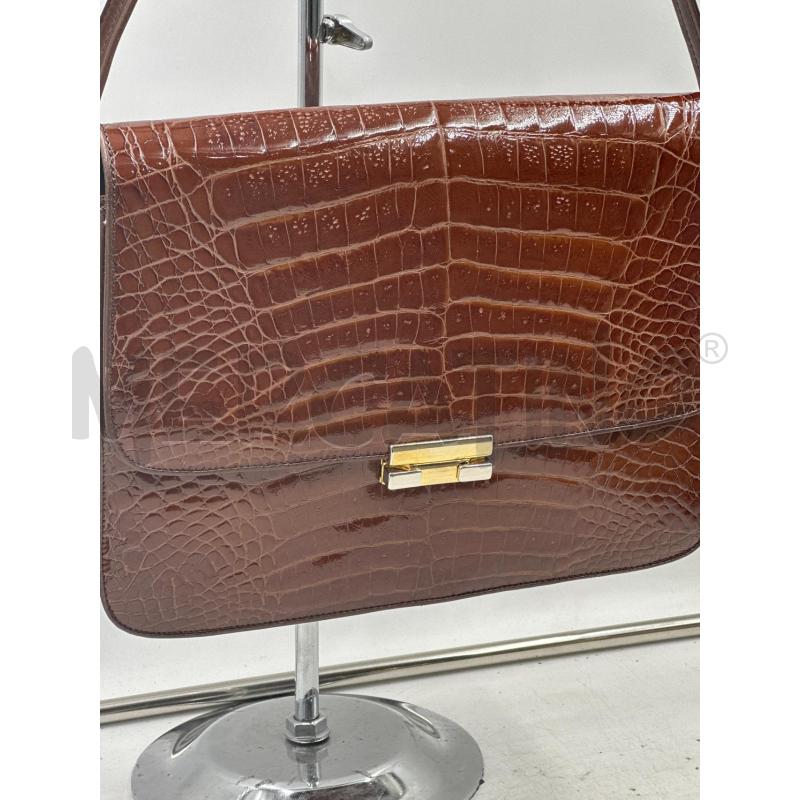 BORSA TRACOLLA DONNA COCCODRILLO MARRONE VINTAGE | Mercatino dell'Usato Nichelino via scarrone 2