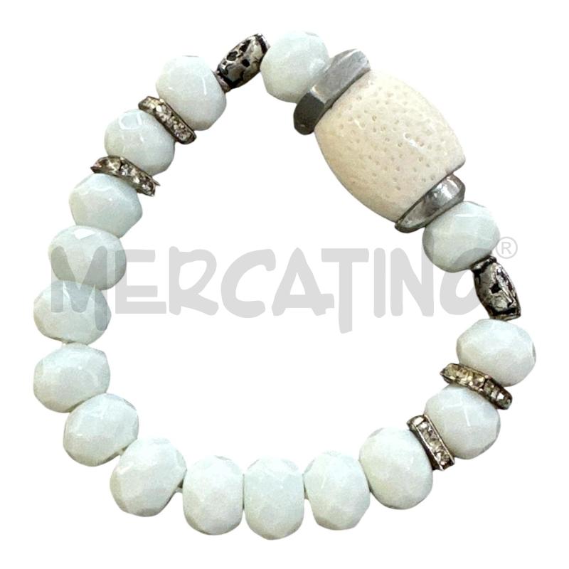 BRACCIALE PERLE BIANCHE SFACCETTATE  | Mercatino dell'Usato Nichelino via scarrone 1