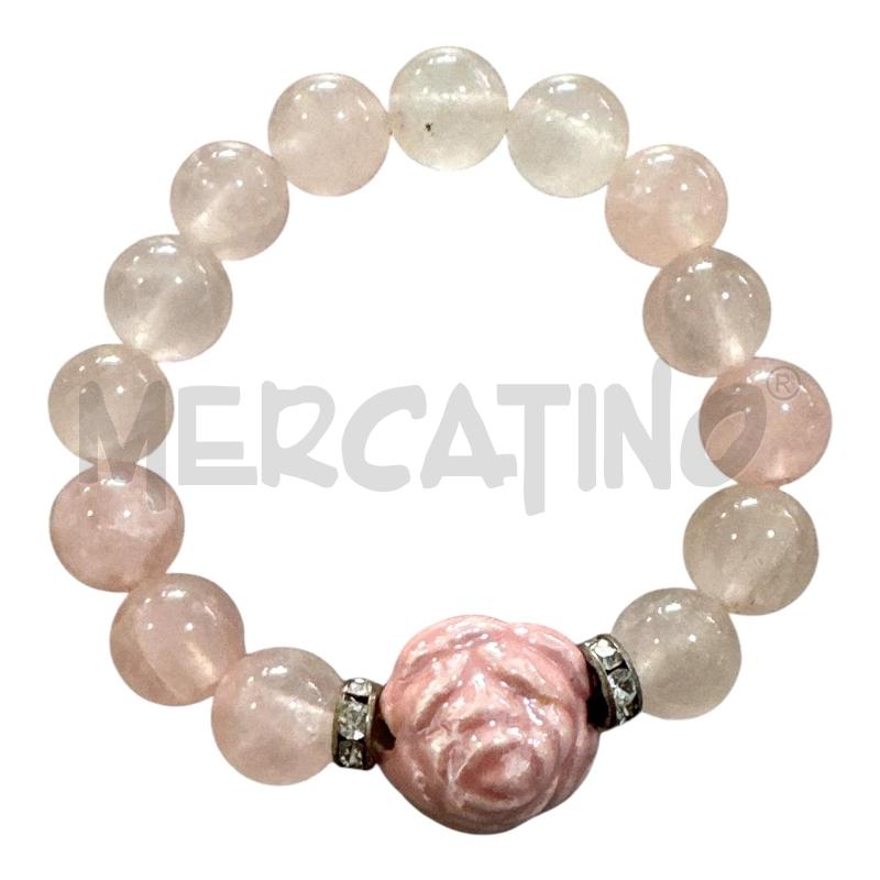 BRACCIALE PERLE QUARZO ROSA  | Mercatino dell'Usato Nichelino via scarrone 1