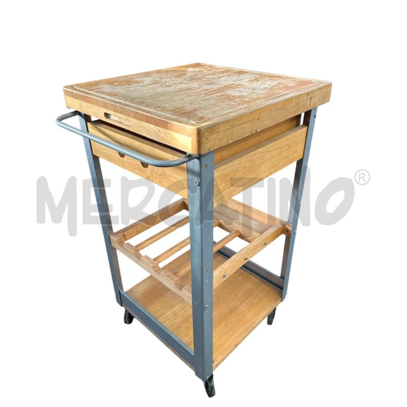 CARRELLO LEGNO DA CUCINA CON TAGLIERE E CASSETTO  | Mercatino dell'Usato Nichelino via scarrone 1