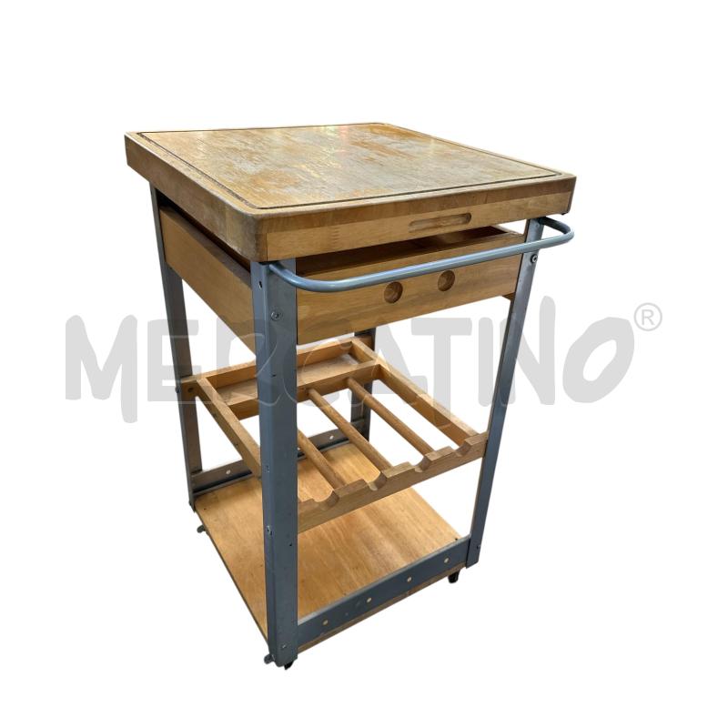 CARRELLO LEGNO DA CUCINA CON TAGLIERE E CASSETTO  | Mercatino dell'Usato Nichelino via scarrone 2