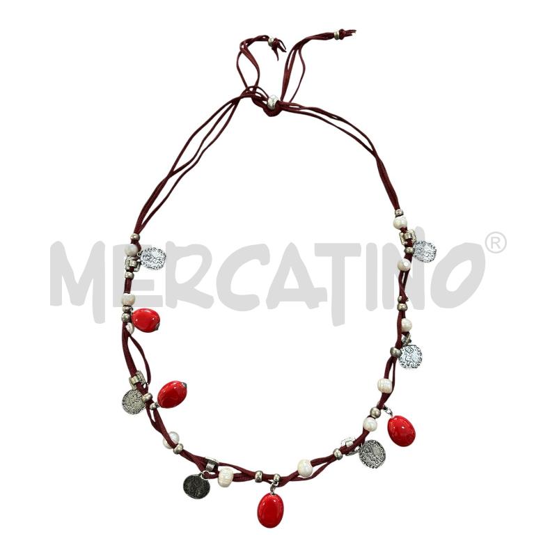 COLLANA CORDA CIONDOLI MONETE E PIETRE  | Mercatino dell'Usato Nichelino via scarrone 2