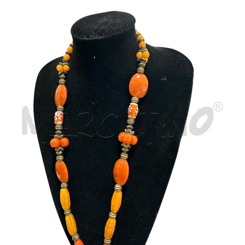COLLANA INDIANA PIETRE ARANCIONI  | Mercatino dell'Usato Nichelino via scarrone 3
