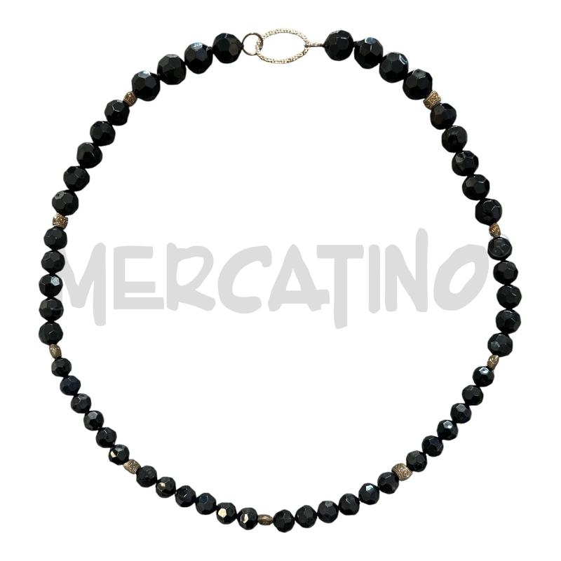 COLLANA PIETRE NERE INSERTI DORATE  | Mercatino dell'Usato Nichelino via scarrone 1