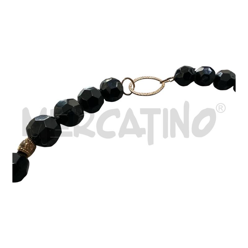 COLLANA PIETRE NERE INSERTI DORATE  | Mercatino dell'Usato Nichelino via scarrone 2