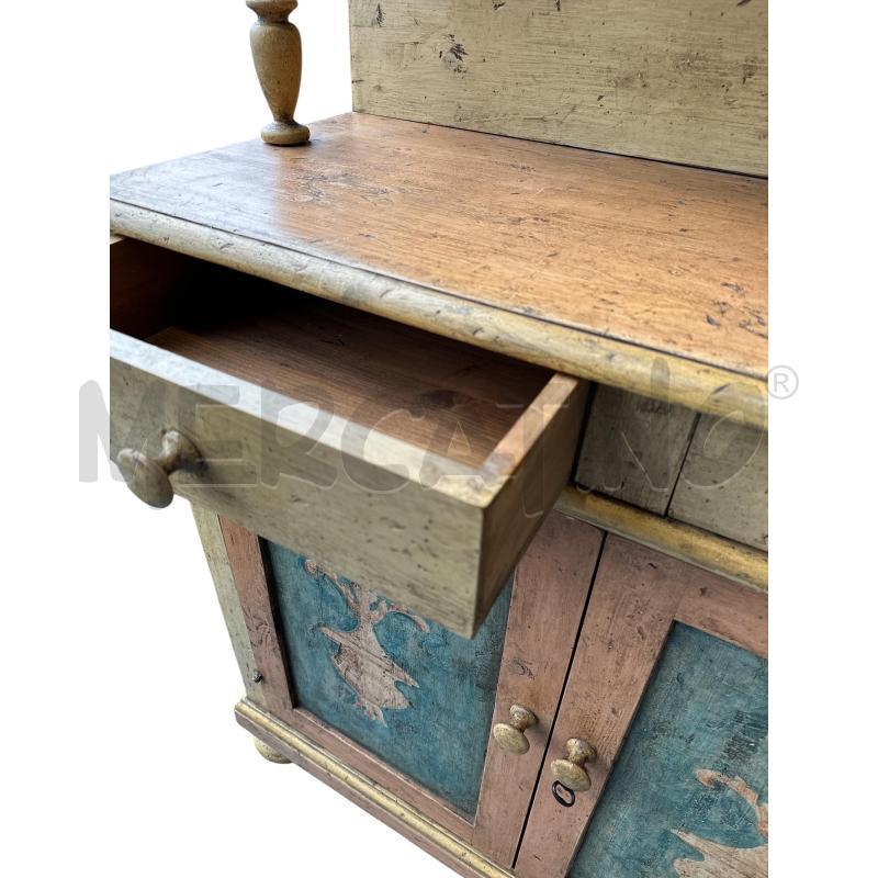 CREDENZA ANTICA A DOPPIO CORPO PANNELLI DECOATI  | Mercatino dell'Usato Nichelino via scarrone 2