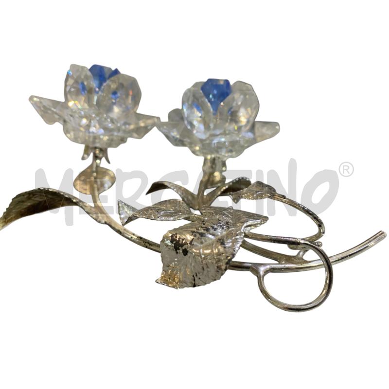 FIORI PZ. 2 CRISTALLO CON SUPPORTO METALLO  | Mercatino dell'Usato Nichelino via scarrone 1