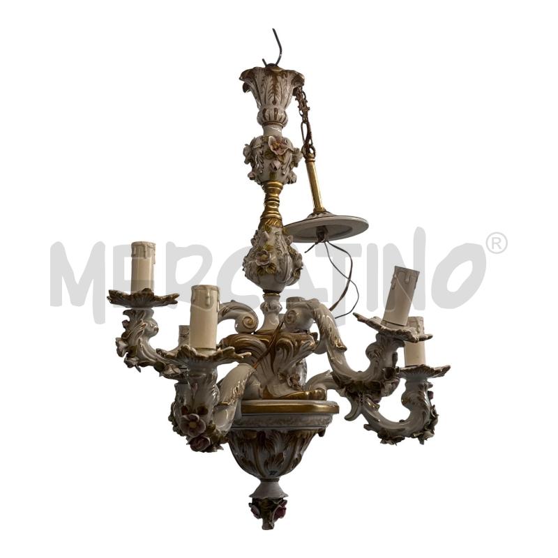 LAMPADARIO CERAMICA CAPODIMONTE  | Mercatino dell'Usato Nichelino via scarrone 1