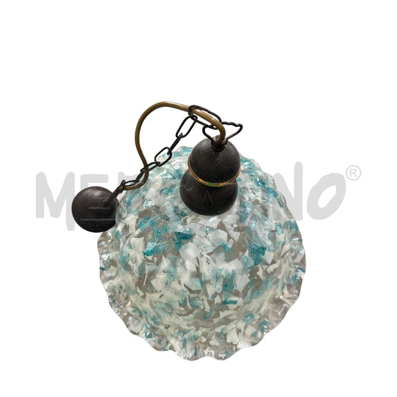 LAMPADARIO VETRO AZZURRO BIANCO | Mercatino dell'Usato Nichelino via scarrone 2