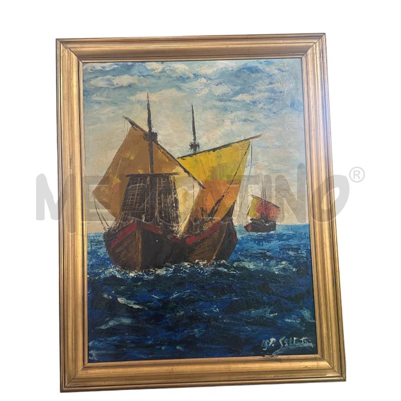 QUADRO OLIO SU TELA VELIERO  | Mercatino dell'Usato Nichelino via scarrone 1