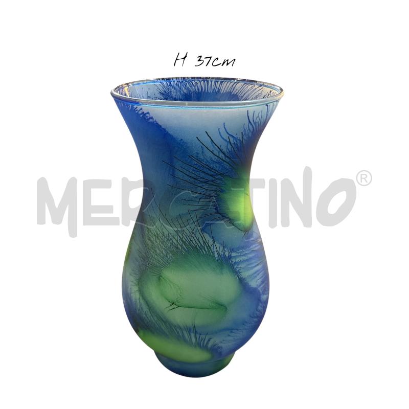 VASO VETRO BLU VERDE | Mercatino dell'Usato Nichelino via scarrone 1
