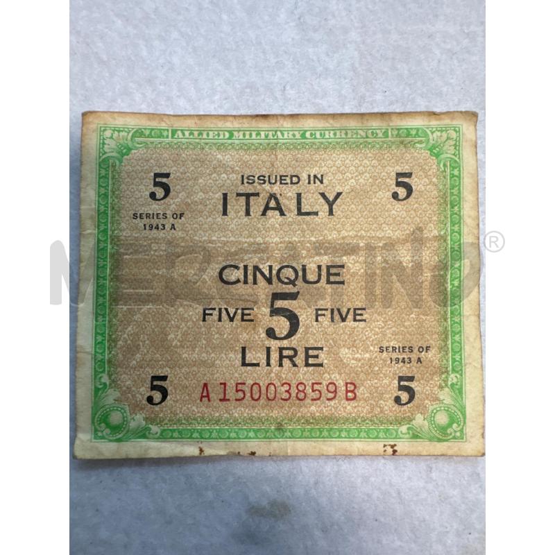 BANCONOTE VECCHIE PZ. 5 LIRE OCCUPAZIONE  | Mercatino dell'Usato Leini' 1