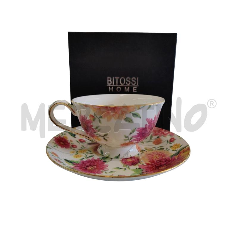BITOSSI TAZZA TE  CON PIATTINO FLOREALE CON  SCATOLA ORIGINALE  | Mercatino dell'Usato Leini' 1