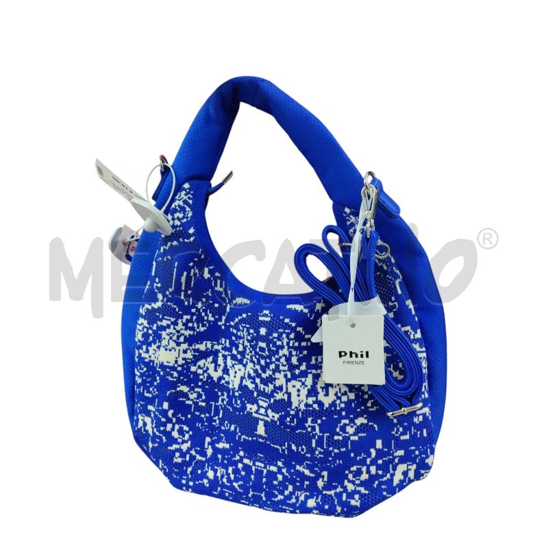 BORSA DONNA IN TESSUTO PHIL FIRENZE BLU CON TRACOLLA  | Mercatino dell'Usato Leini' 1