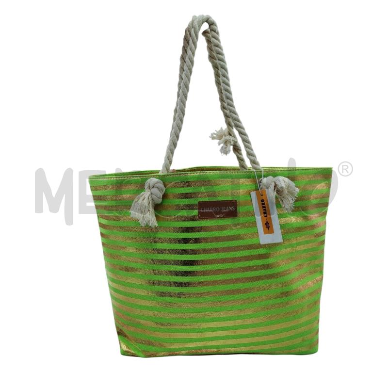 BORSA DONNA SPIAGGIA CHARRO VERDE RIGHE | Mercatino dell'Usato Leini' 1