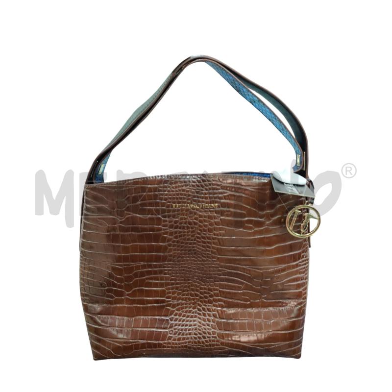 BORSA DONNA TRUSSARDI JEANS MARRONE/BLU CON POCHETTE INTERNA | Mercatino dell'Usato Leini' 1