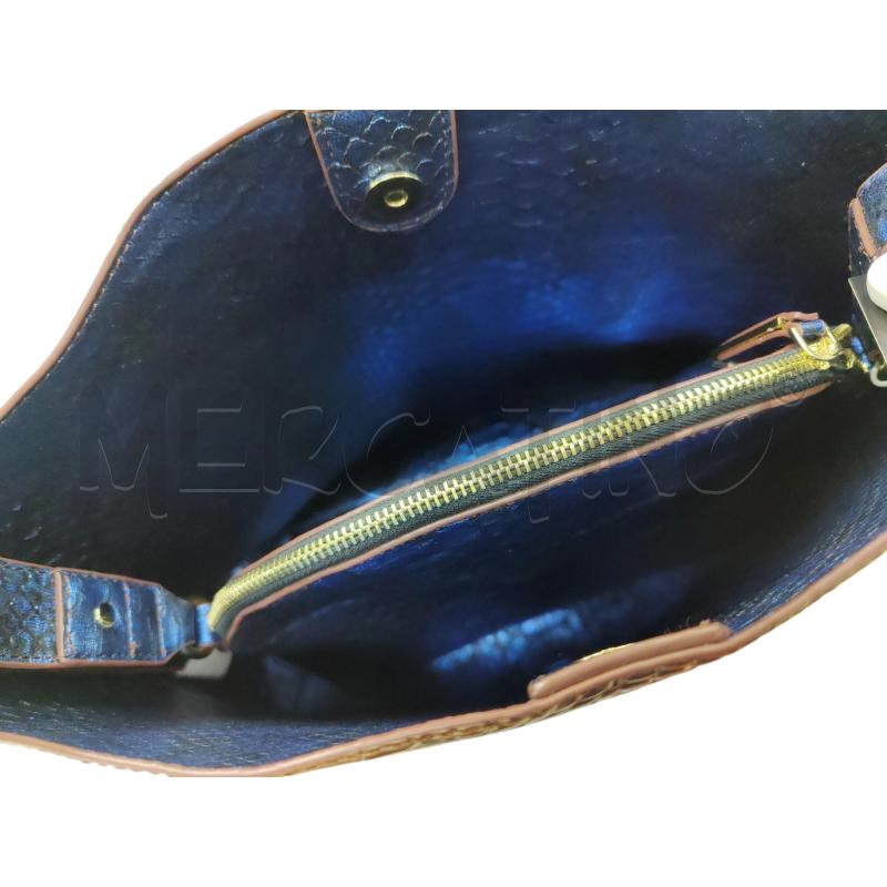 BORSA DONNA TRUSSARDI JEANS MARRONE/BLU CON POCHETTE INTERNA | Mercatino dell'Usato Leini' 2