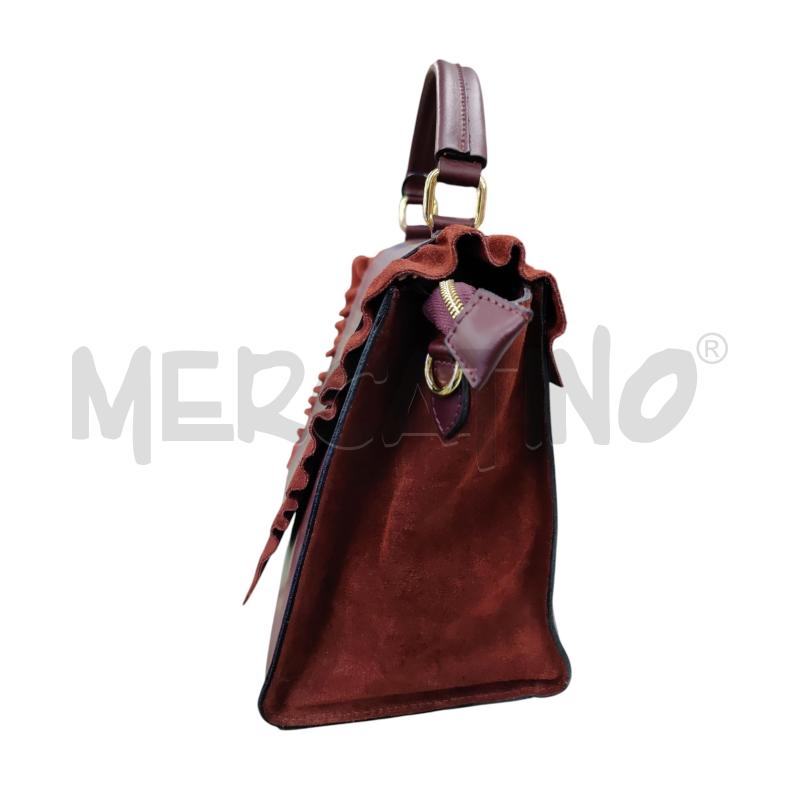 BORSA DONNA VERA PELLE MARRONE ROUCHES SUL DAVANTI | Mercatino dell'Usato Leini' 3