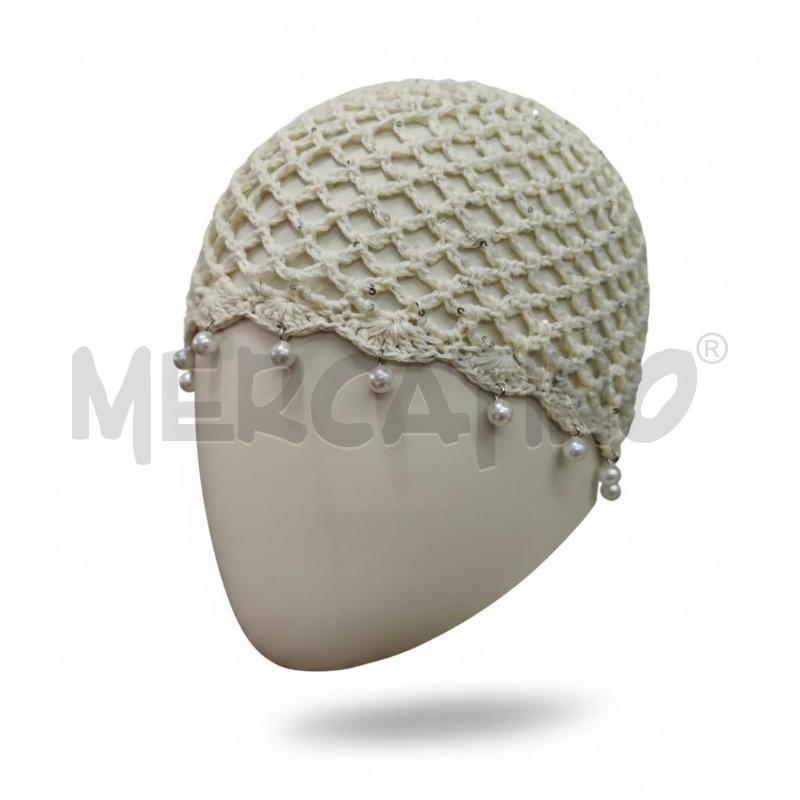 CAPPELLINO UNCINETTO BIANCO IN COTONE  | Mercatino dell'Usato Leini' 1