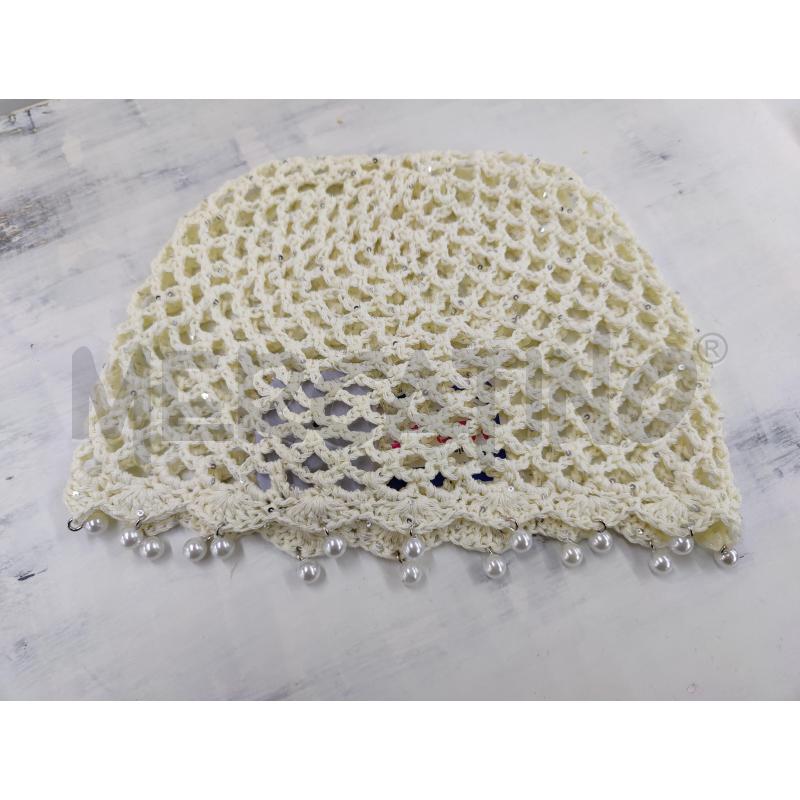 CAPPELLINO UNCINETTO BIANCO IN COTONE  | Mercatino dell'Usato Leini' 2