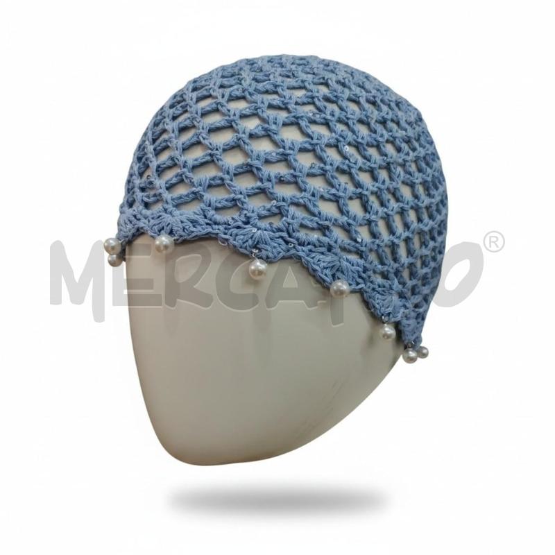 CAPPELLINO UNCINETTO IN COTONE AZZURRO  | Mercatino dell'Usato Leini' 1