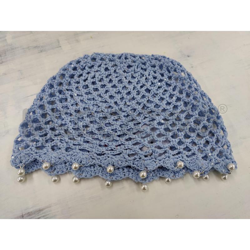 CAPPELLINO UNCINETTO IN COTONE AZZURRO  | Mercatino dell'Usato Leini' 2
