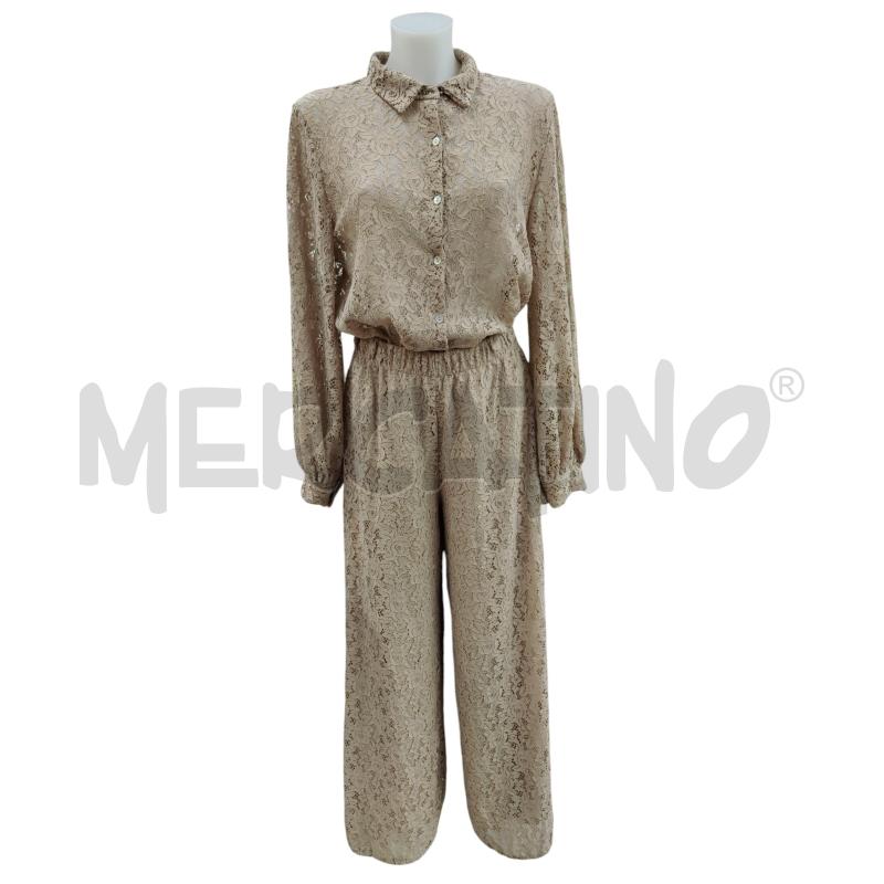 COMPLETO DONNA PIZZO BEIGE CAMICIA+ PANTALONE | Mercatino dell'Usato Leini' 1