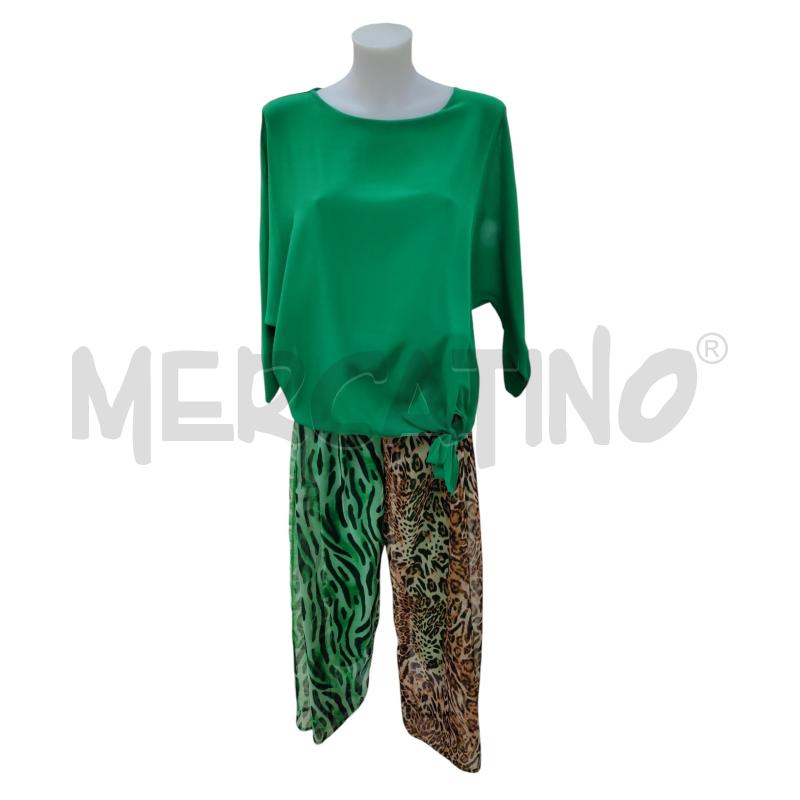 COMPLETO DONNA VERDE PANTALONE MACULATO  | Mercatino dell'Usato Leini' 1