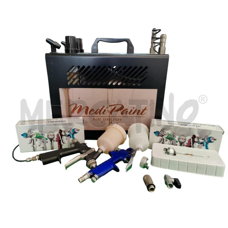 COMPRESSORE MEDI PAINT CON DUE PISTOLE E RICAMBI  | Mercatino dell'Usato Leini' 1
