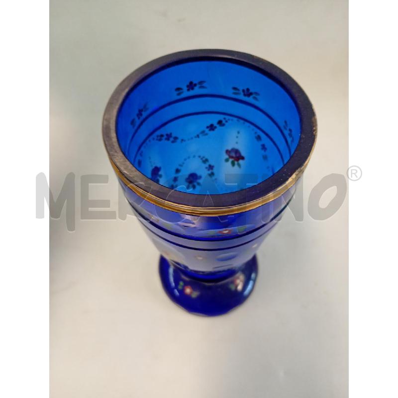 COPPA BOEMA BLU IN CRISTGALLO MOLATO E SMARTI PIU FOGLIA D'ORO ANNI 30/40  | Mercatino dell'Usato Leini' 2