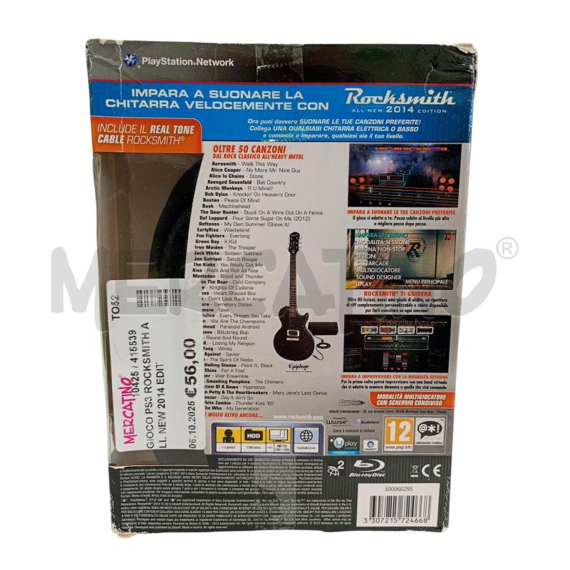 GIOCO PS3 ROCKSMITH ALL NEW 2014 EDITION GIOCO ANCORA INCELOFANATO | Mercatino dell'Usato Leini' 2